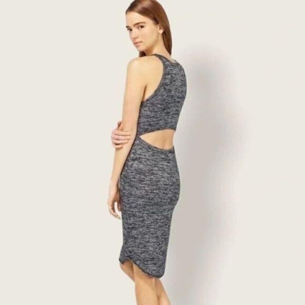 Aritzia Wilfred Free Yasmin Gray Spacedye Cut Out Back Bodycon Dress - Picture 2 of 10